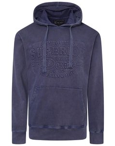 KAM – Kapuzenpullover zum Überziehen mit gewaschener Prägung, Indigoblau